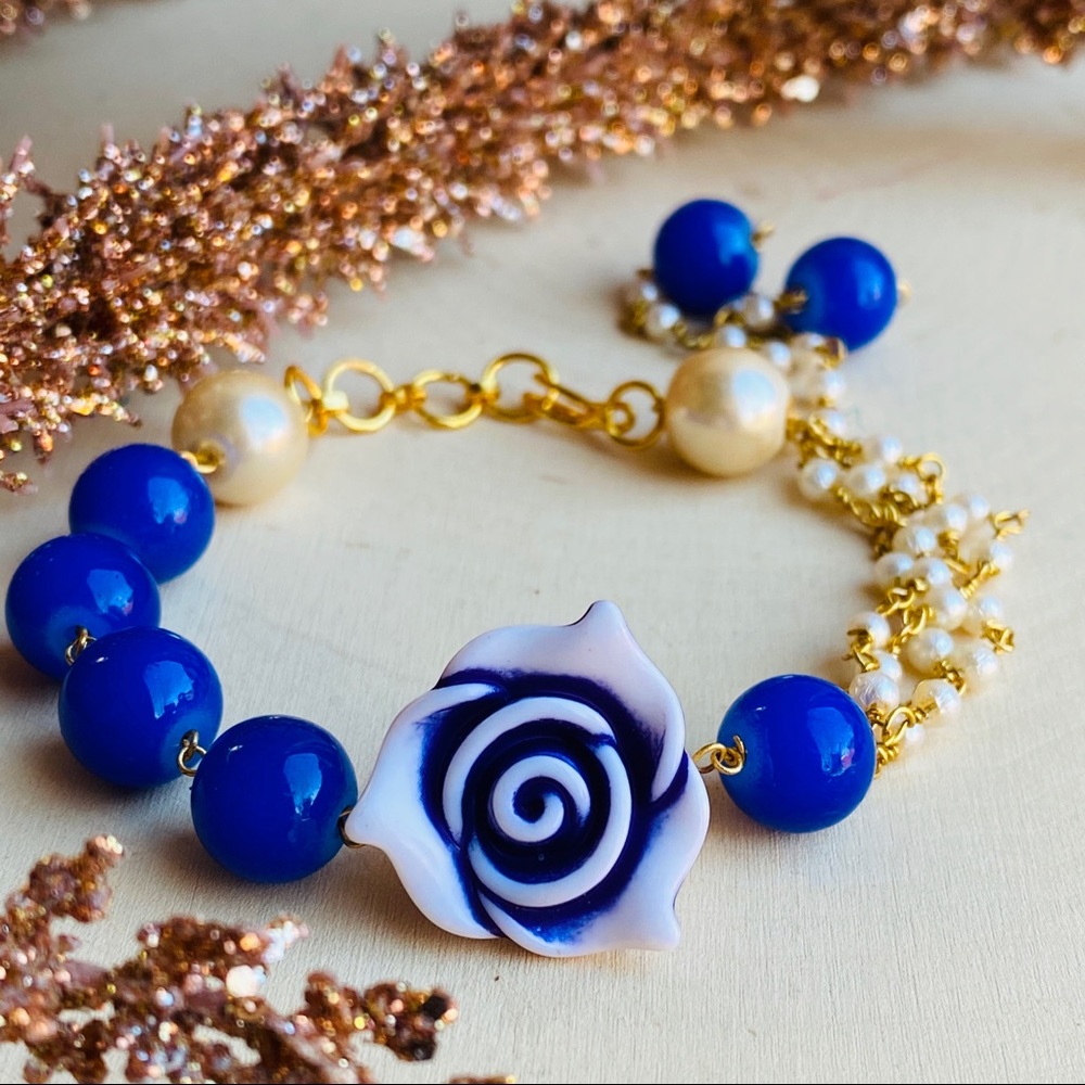 Blue Jade gold bracelet